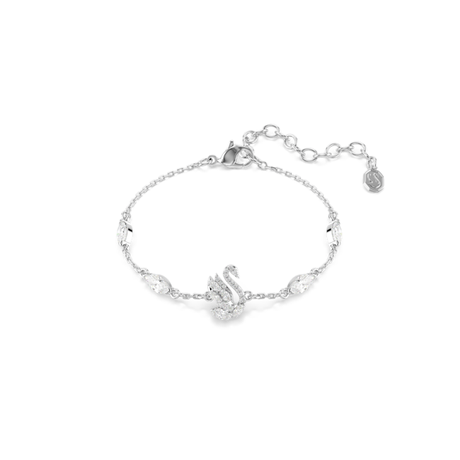 SWAROVSKI Swan bracelet, Mixed cuts, Swan, White, Rhodium plated 5758682