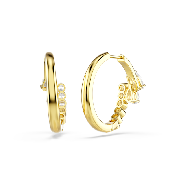 SWAROVSKI Mesmera hoop earrings, Mixed cuts, White, 18K gold finish 5761975