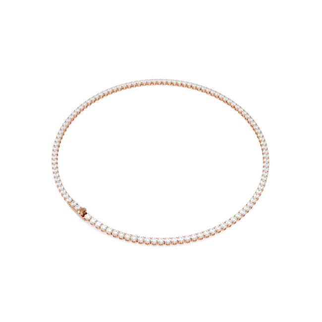 SWAROVSKI Matrix Tennis necklace, Round cut, White, 18K rose gold finish 5764194