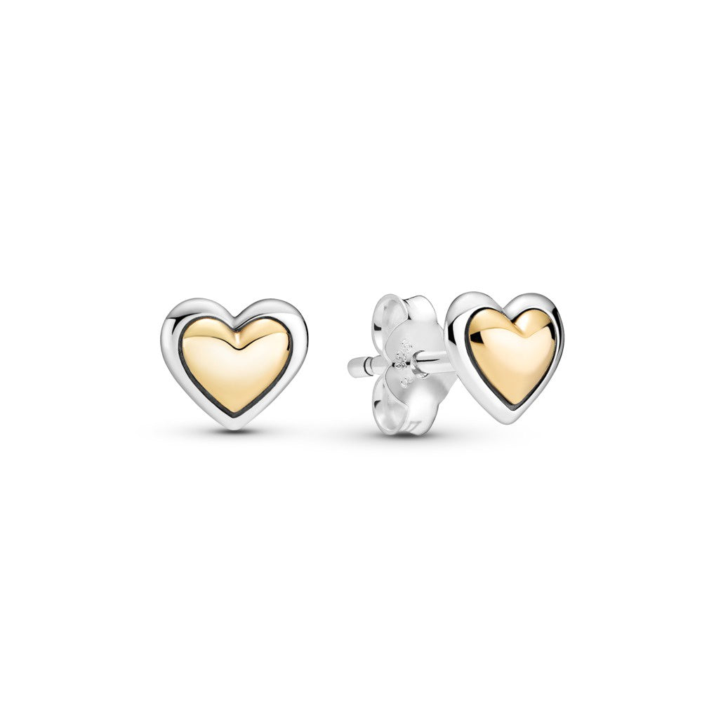 PANDORA Heart Silver & 14k gold Stud Earrings 299389C00