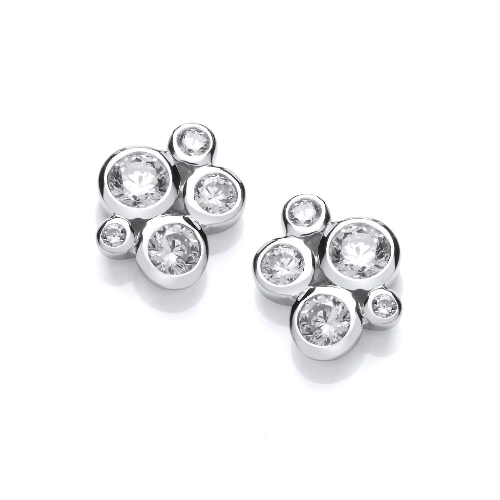 Silver CZ Bubble Earrings 4865