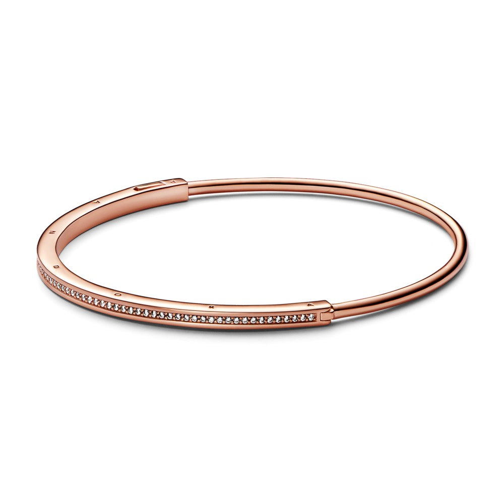 PANDORA Rose plated Logo Bangle with CZ 582313C01