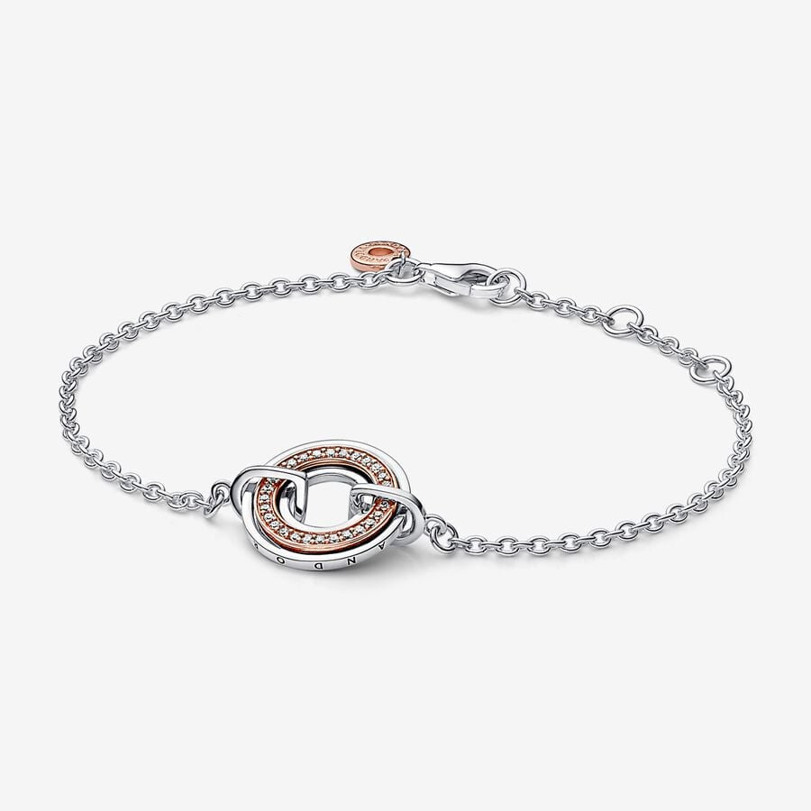 PANDORA Signature Two Two-tone Logo & Pavé Chain Bracelet 582741C01 - 582741C01-16 - 582741C01-16