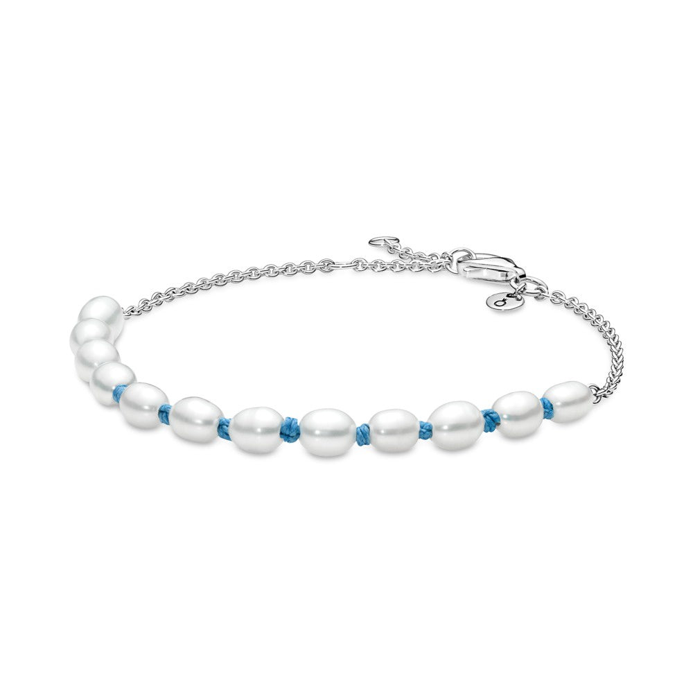PANDORA Freshwater Cultured Pearl Blue Cord Bracelet 591689C01