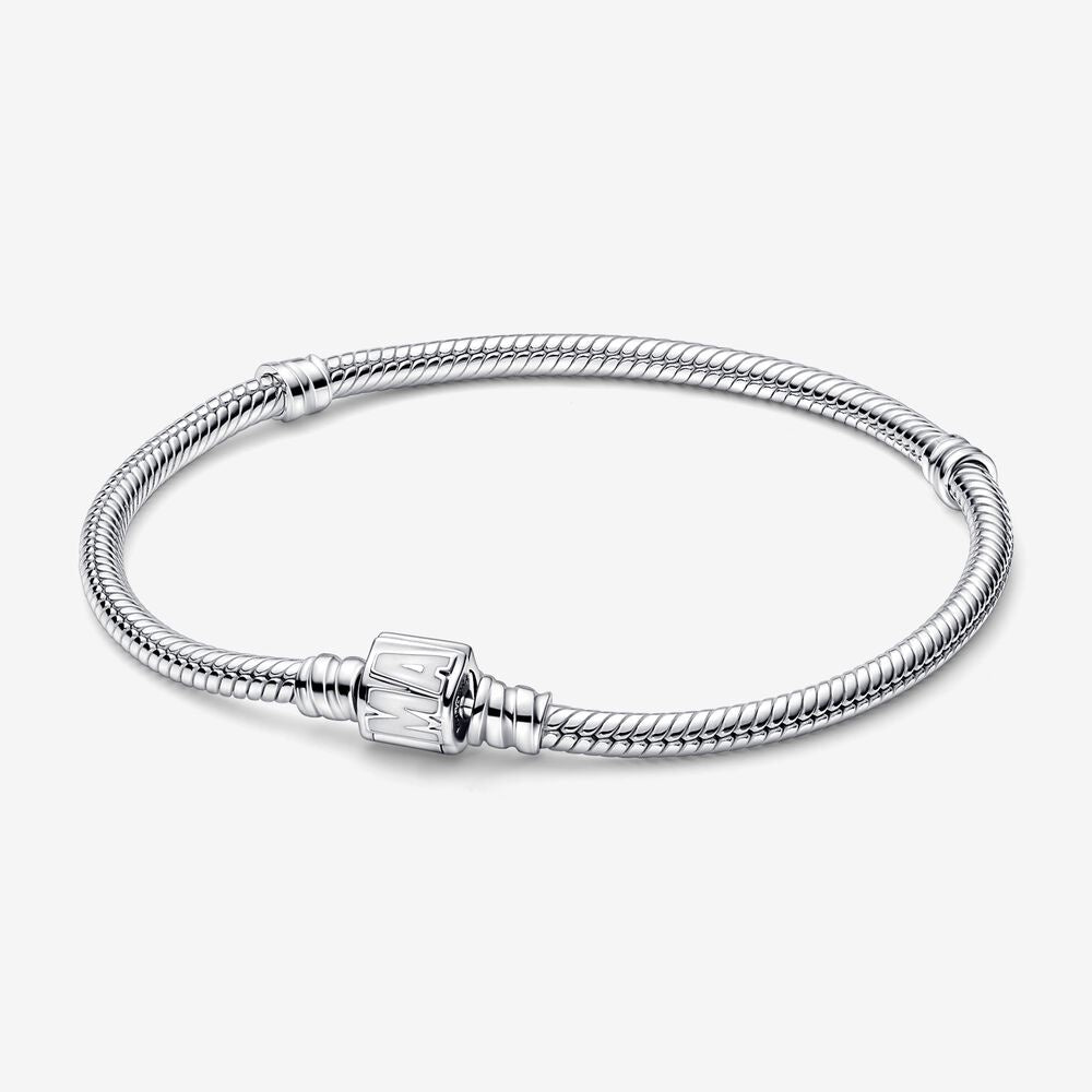 PANDORA Moments Marvel Logo Clasp Snake Chain Bracelet 592561C01