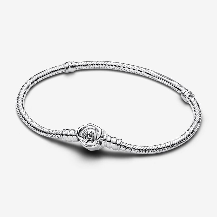 PANDORA Moments Rose in Bloom Clasp Snake Chain Bracelet 593211C00