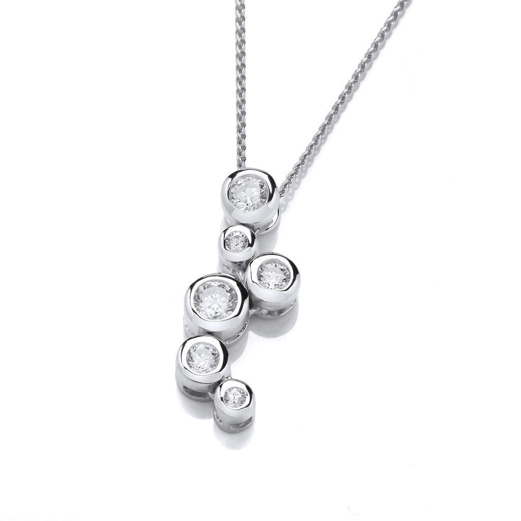 Silver CZ Cascading Bubble Pendant 1796