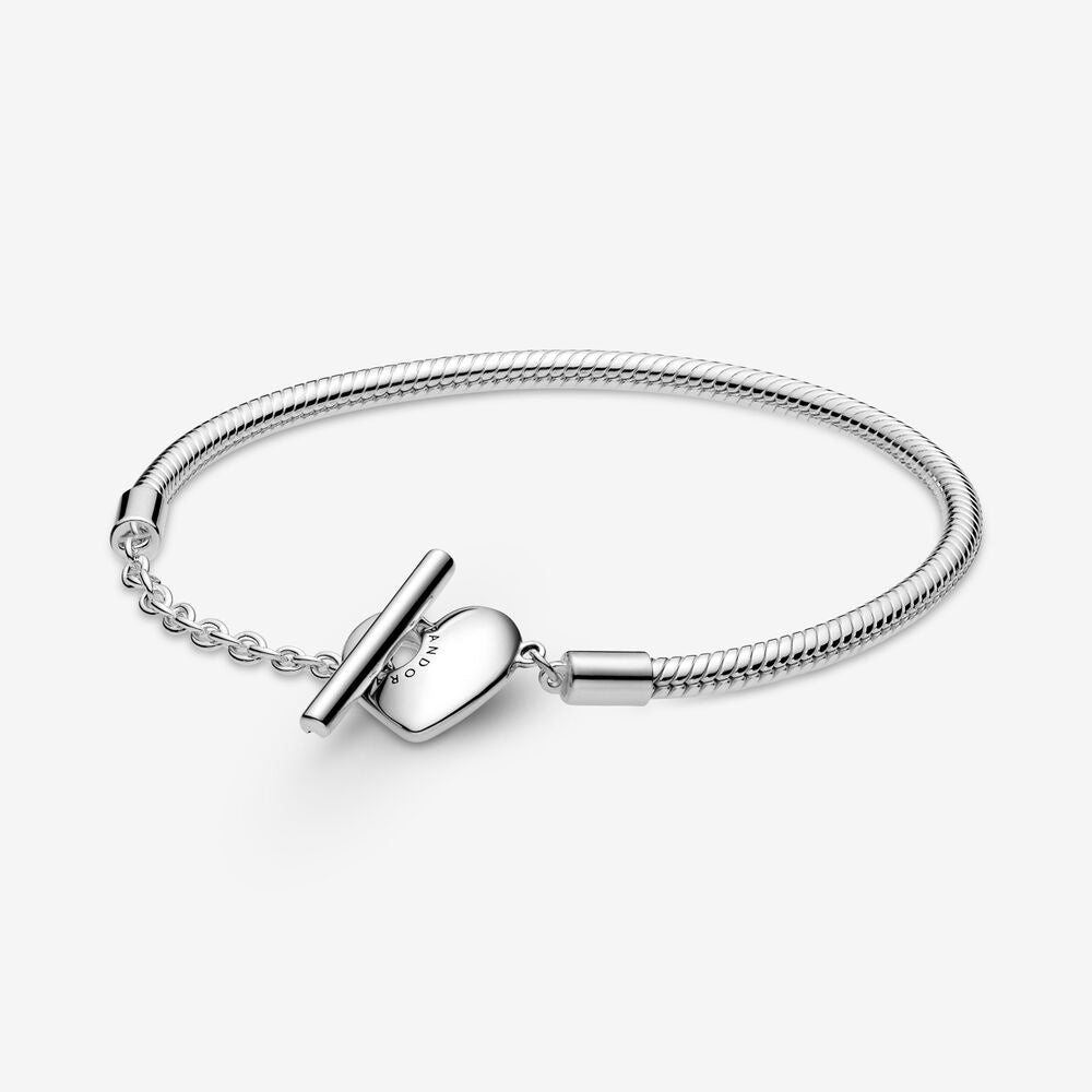 PANDORA Heart T-Bar Snake Chain Bracelet 599285C00