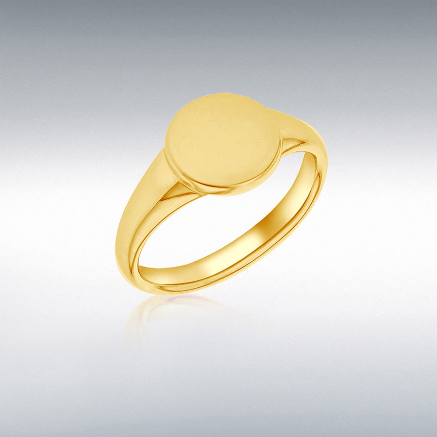Silver Yellow Gold Plated Round Signet Ring