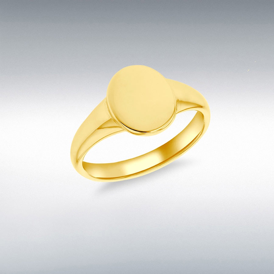 Silver Yellow Gold Plated Small Oval Signet Ring