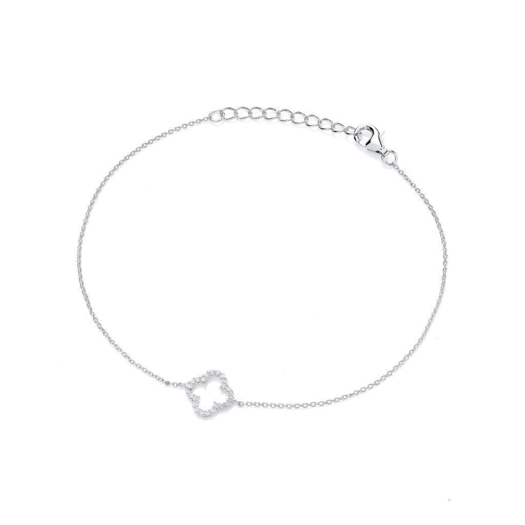 Silver CZ Open Clover Bracelet 2970