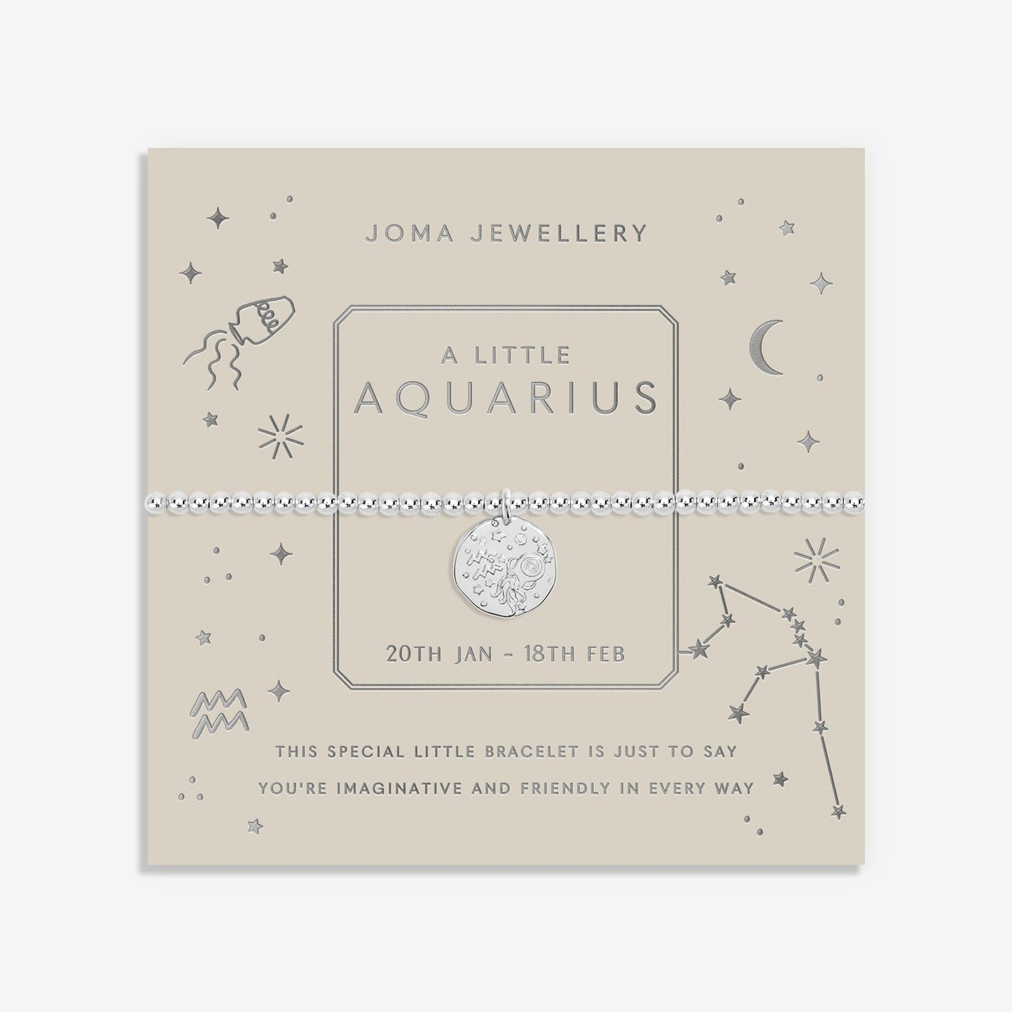 Joma Star Sign A Little 'Aquarius' Bracelet in Silver Plating 7442