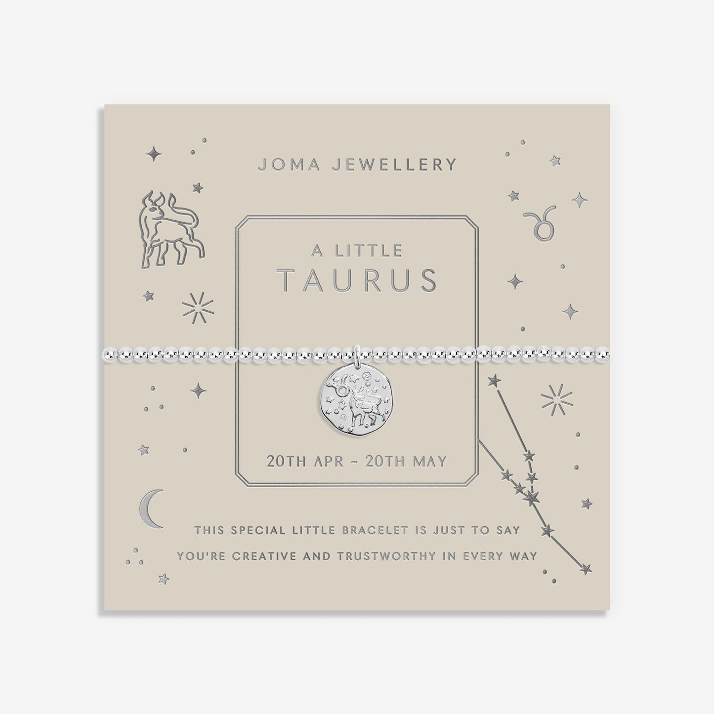 Joma Star Sign A Little 'Taurus' Bracelet in Silver Plating 7445