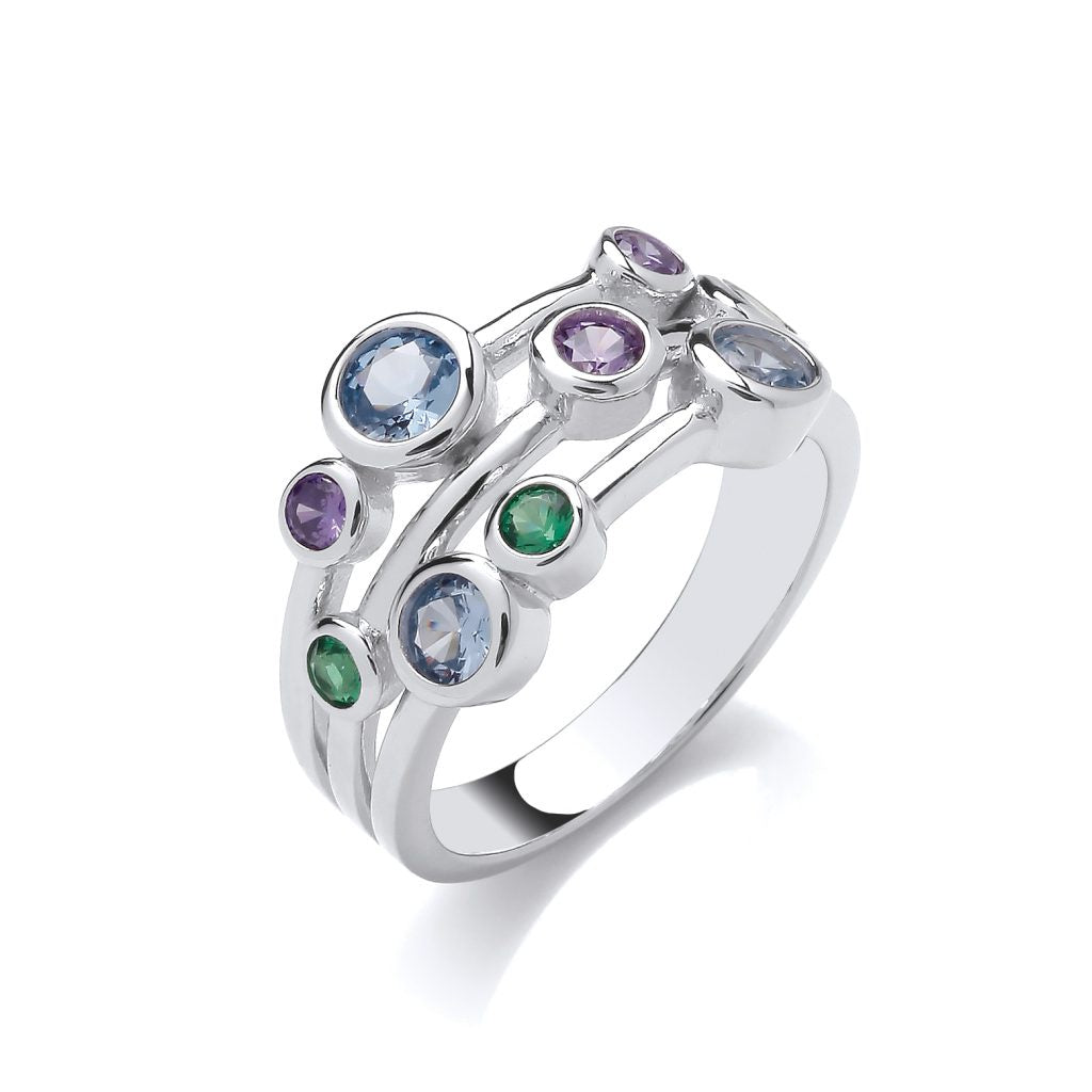 Silver Rainbow CZ Bubble Ring 7569/RA