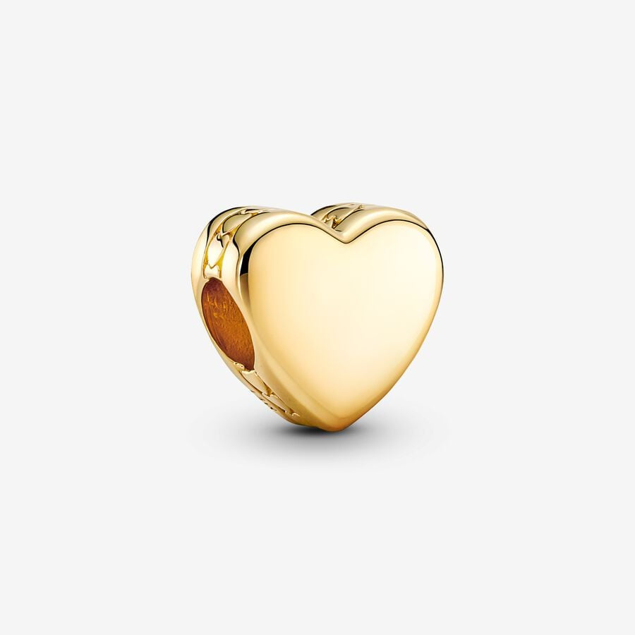 PANDORA 14k Gold Plated Engravable Heart Charm 762015C00