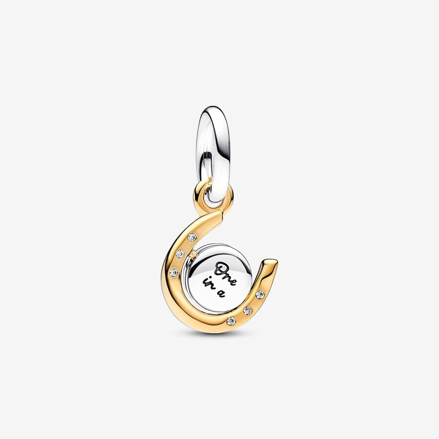 PANDORA Two-tone Spinning Disc Horseshoe Dangle Charm 762713C01