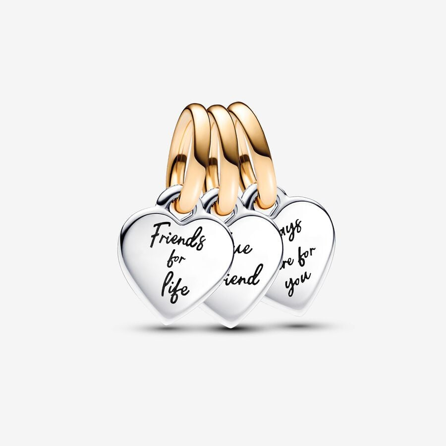 PANDORA Two-tone Splittable Friendship Triple Dangle Charm 762722C00