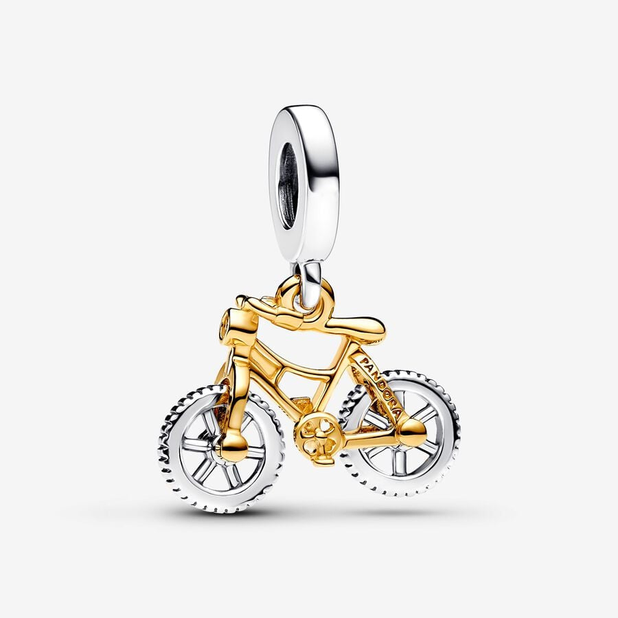 PANDORA Two-tone Spinning Wheels Bicycle Dangle Charm 763354C01