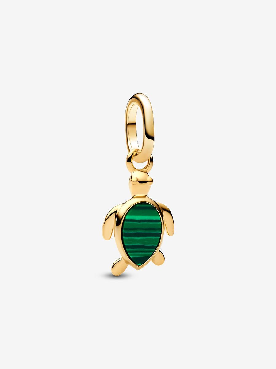 PANDORA Green Turtle Mini Dangle Charm 14k gold plating 763823C01