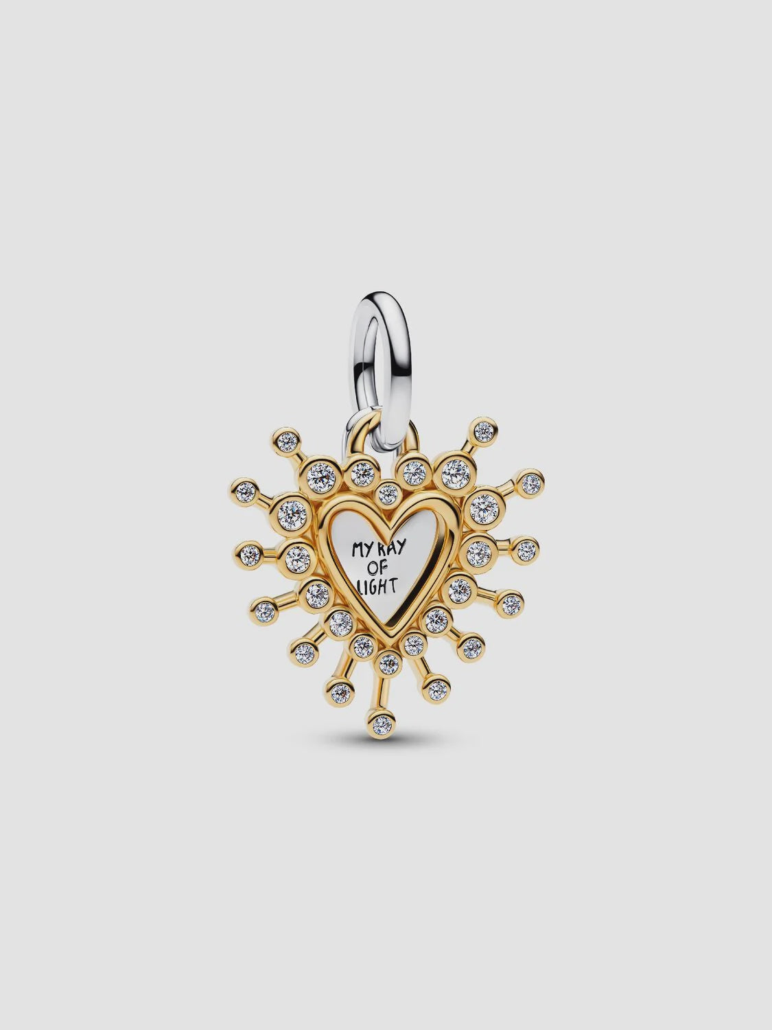 PANDORA Radiant Heart Double Dangle Charm Sterling silver, 14k gold plating 764141C01