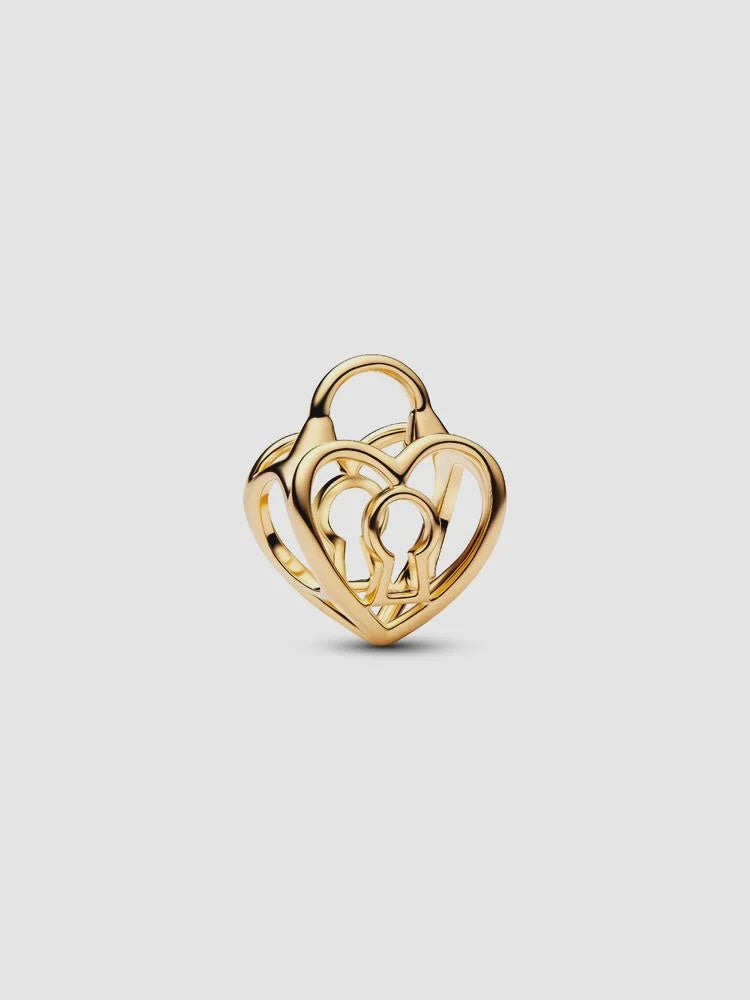 PANDORA Openwork Heart Padlock Charm 14k gold plating 764358C00