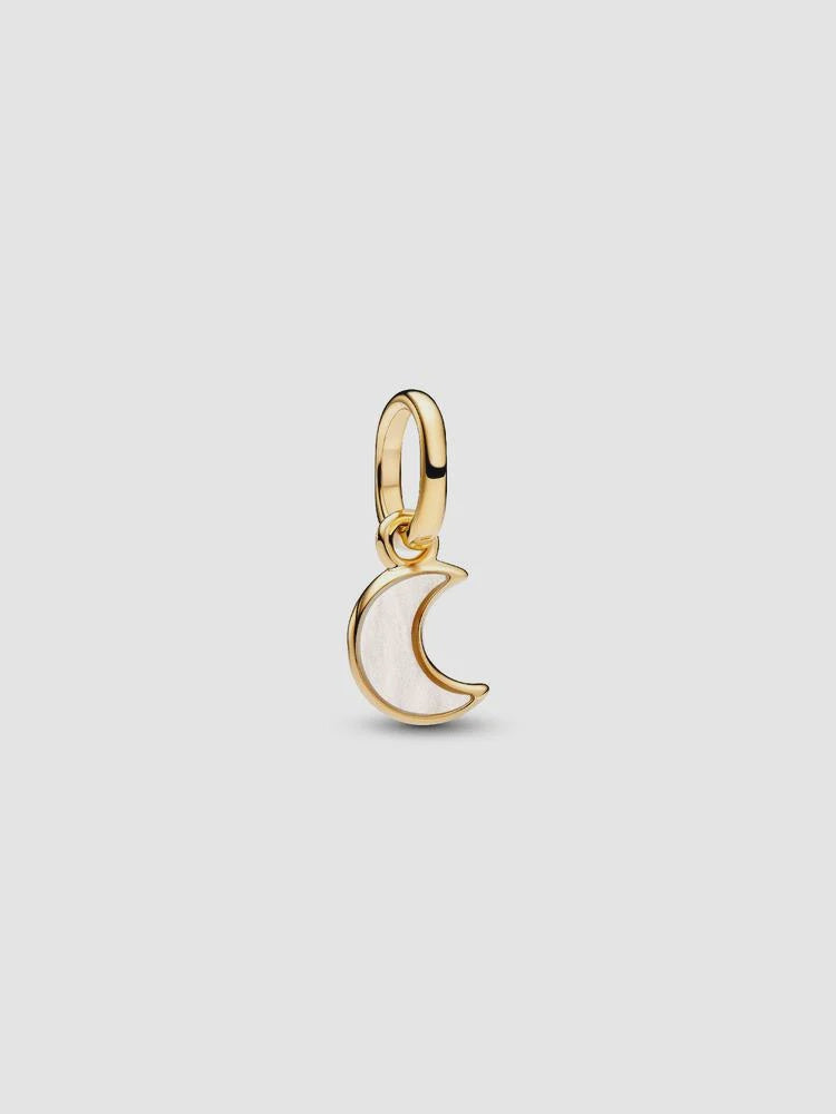 PANDORA White Crescent Moon Mini Dangle Charm 14k gold plating 764614C01