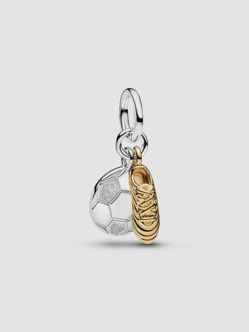 PANDORA Football Boot Double Dangle Charm Sterling silver, 14k gold plating 764712C00