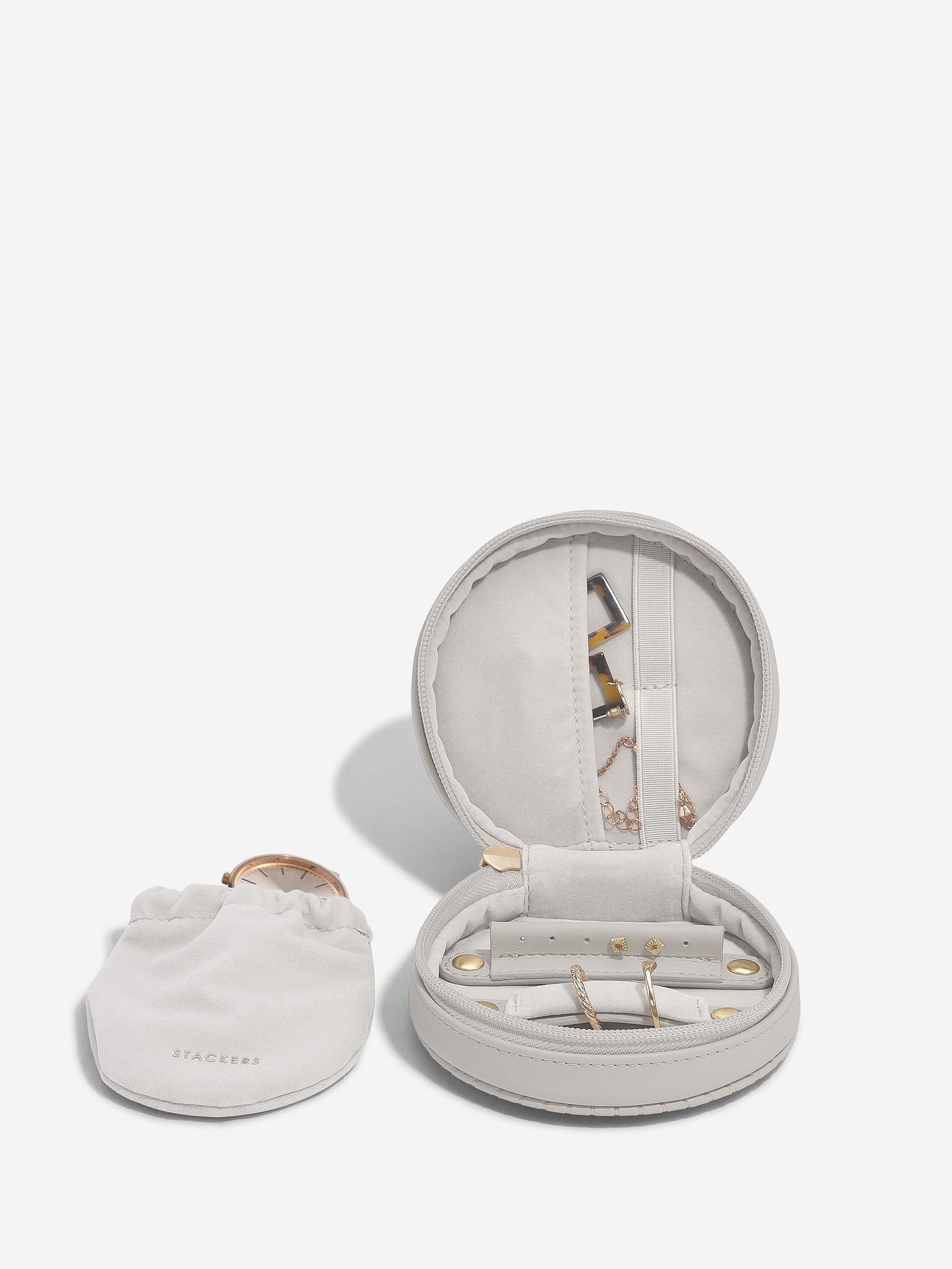 Stackers Round Travel Jewellery Box Limestone 76831