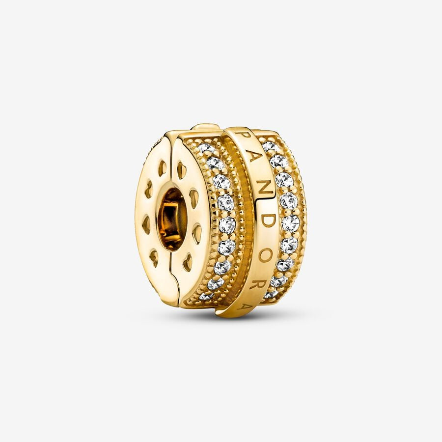 PANDORA Sparkling Pavé Lines & Logo Clip Charm 769042C01