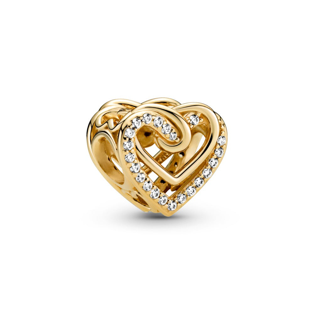 PANDORA gold plated heart cz charm 769270C01
