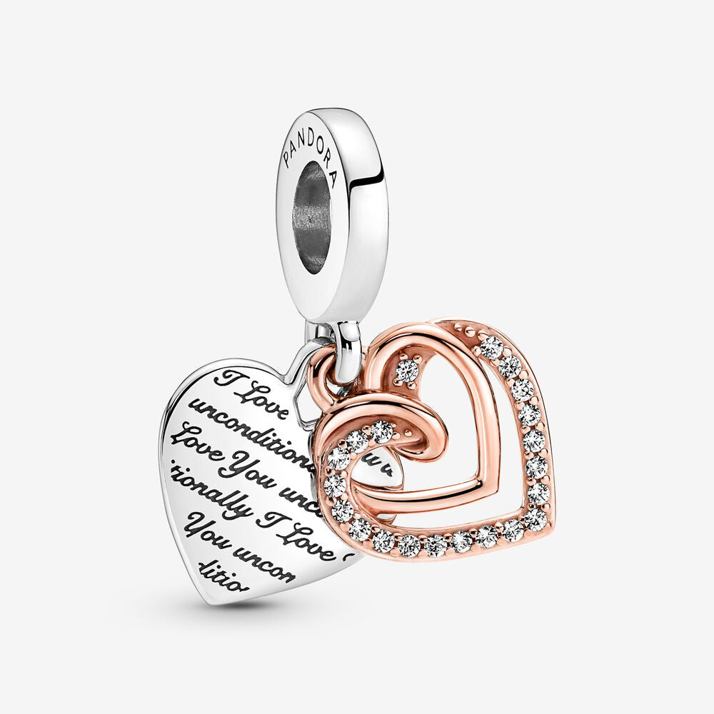 PANDORA Entwined Hearts Double Dangle Charm 781062C01