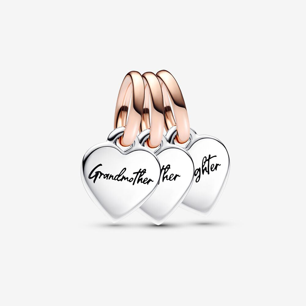 PANDORA Two-tone Splittable Family Generation of Hearts Triple Dangle Charm 782648C00