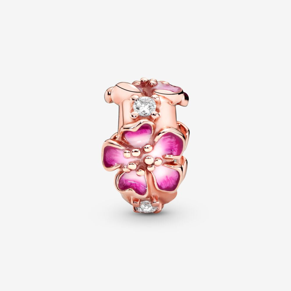 PANDORA Rose Clip With Clear CZ and Pink Enamel 788099CZ