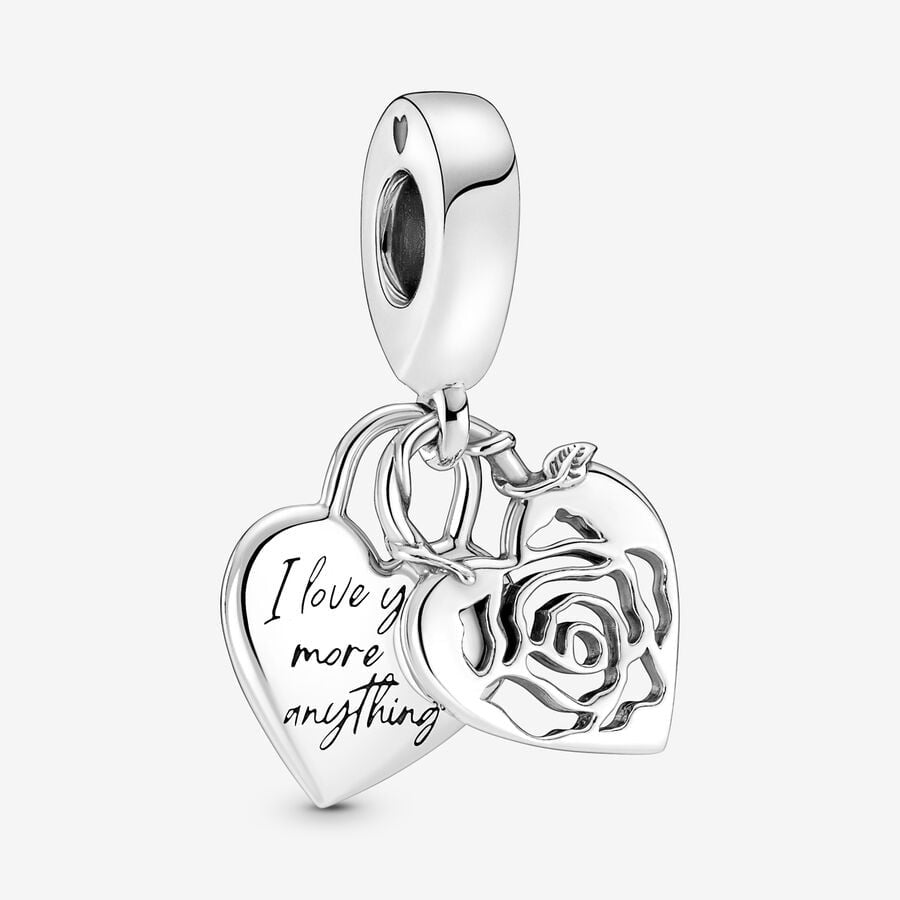 PANDORA Rose Heart Padlock Dangle Charm 790086C00