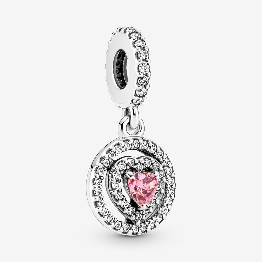 PANDORA Sparkling Double Halo Heart Dangle Charm 791476C01