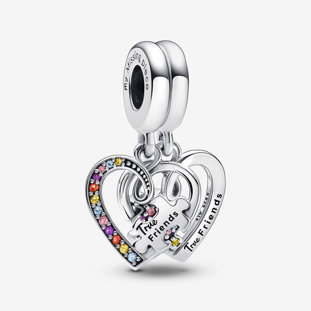 PANDORA Puzzle Piece Hearts Splittable Friendship Dangle Charm792239C01