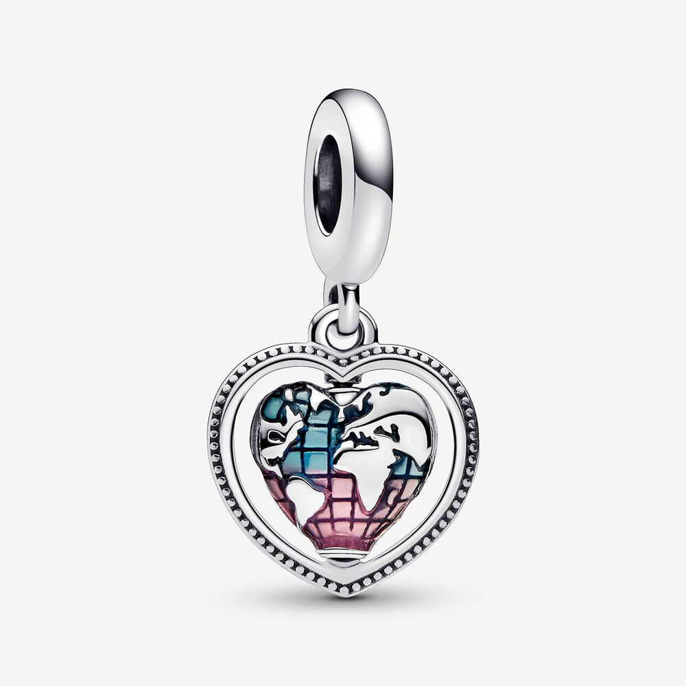 PANDORA Family Spinning Heart Globe Dangle Charm 792240C01