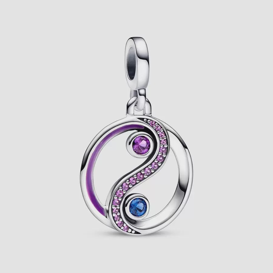 PANDORA Silver Yin & Yang Medallion with Blue & Purple Crystal 792307C01