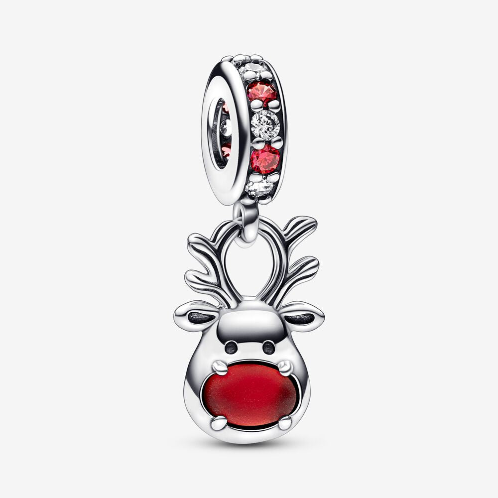 PANDORA Red Nose Reindeer Murano Dangle Charm 792330C01