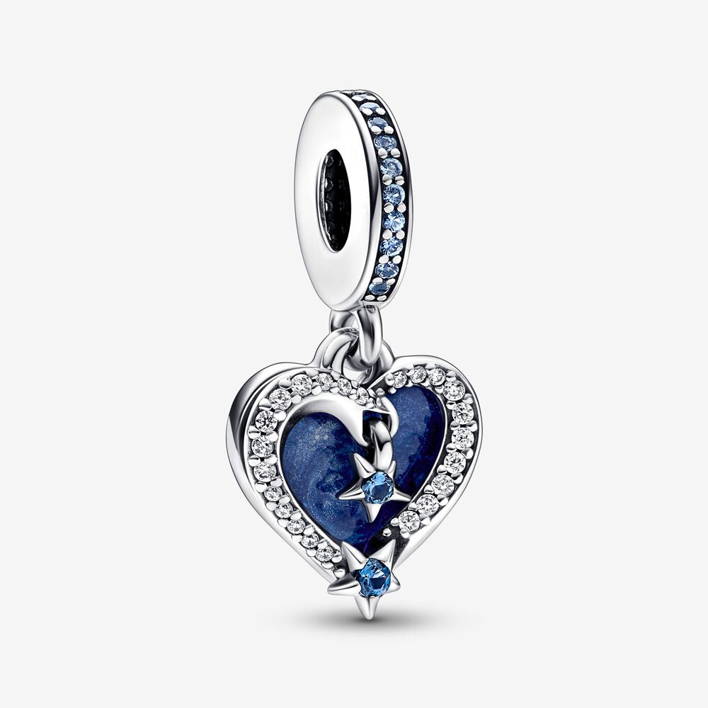 PANDORA Celestial Shooting Star Heart Double Dangle Charm 792356C01