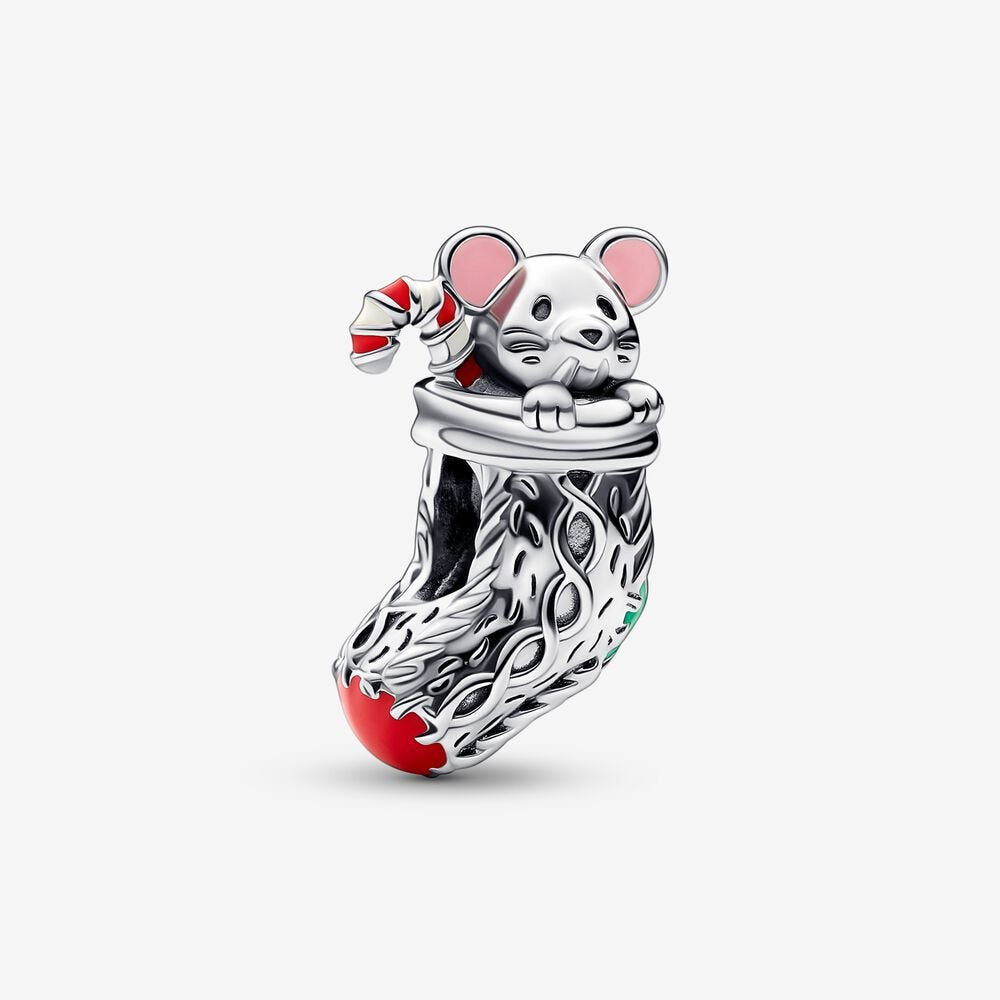 PANDORA Festive Mouse & Stocking Charm 792366C01