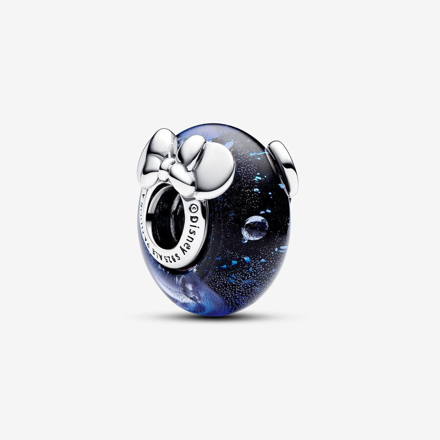 PANDORA Disney Mickey Mouse & Minnie Mouse Blue Murano Glass Charm 792958C01