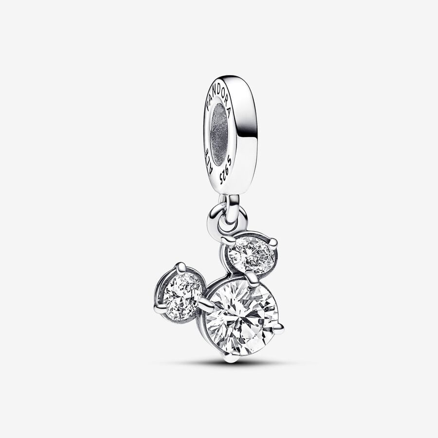 PANDORA Disney Mickey Mouse Sparkling Head Silhouette Dangle Charm 793031C01