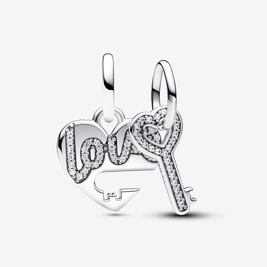PANDORA Splittable Heart & Key Dangle Charm 793081C01