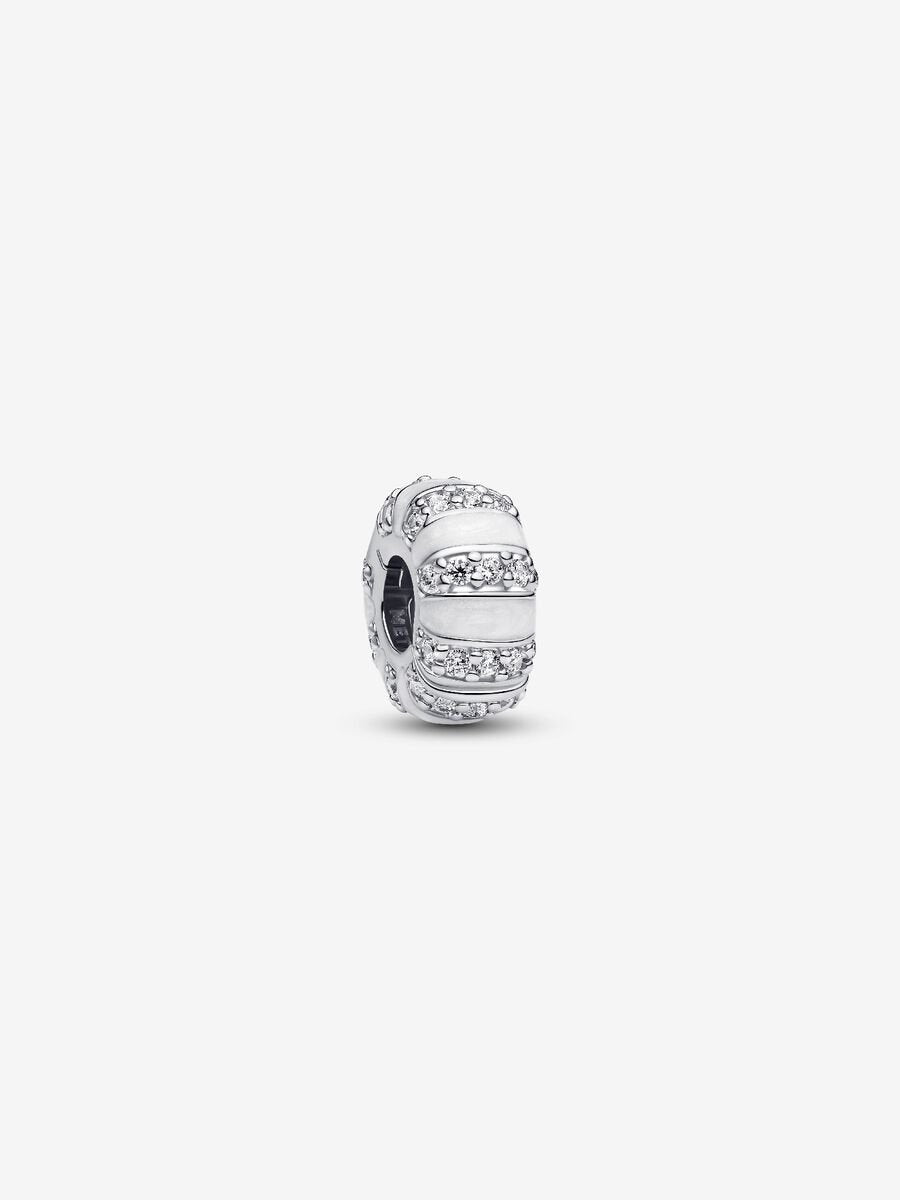 PANDORA Silver Clip With CZ Shimmering White Enamel 793785C01