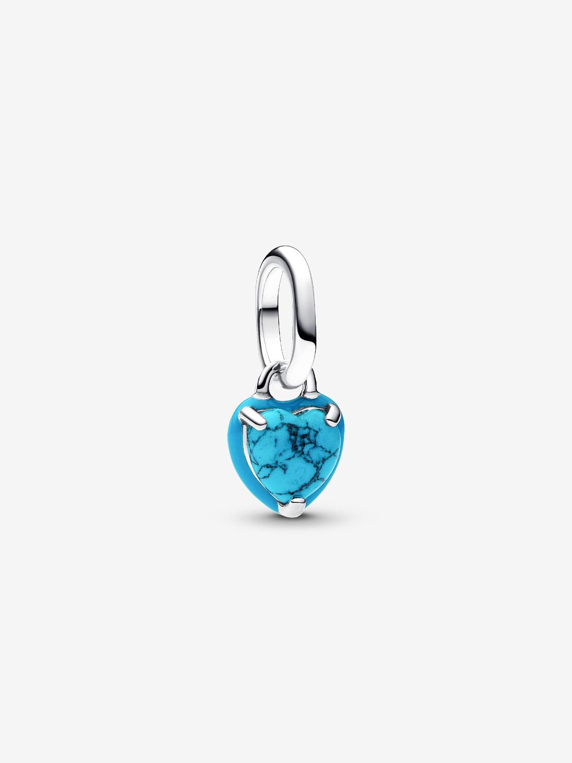 PANDORA Turquoise-coloured Heart Mini Dangle Charm silver 793827C01