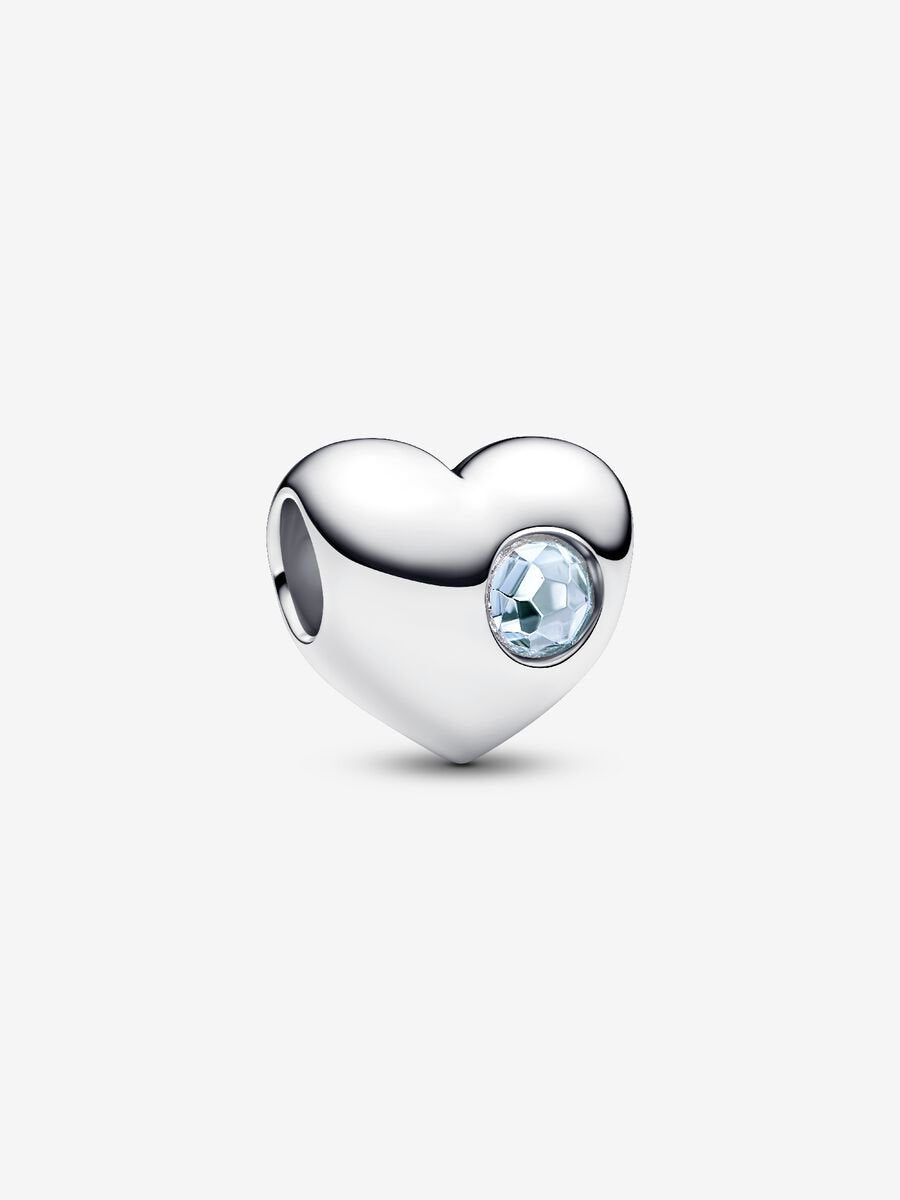 PANDORA Engravable March Birthstone Heart Charm 794161C03
