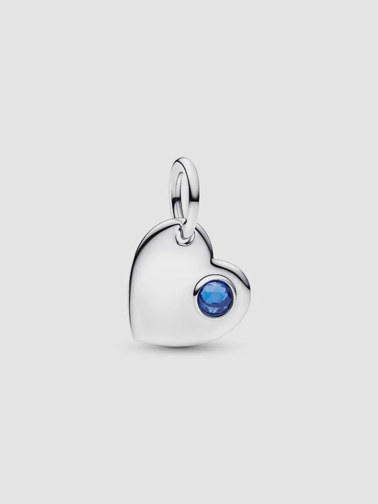PANDORA September Heart Blue Stone Dangle Charm Sterling silver 794295C09