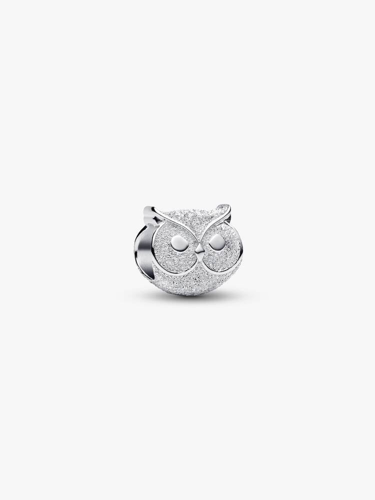 PANDORA Textured Owl Mini Charm Silver 794525C00