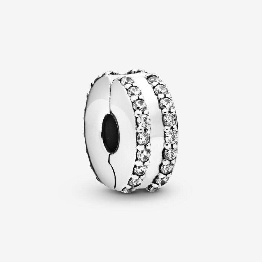 PANDORA Double Lined Pavé Clip Charm 798422C01